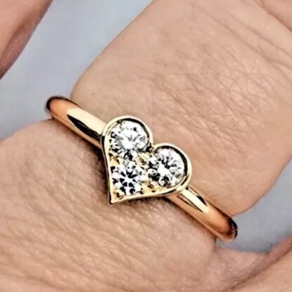 $1750 Tiffany Co Sentimental Heart Diamond 18K Rose Gold Ring Sz 65